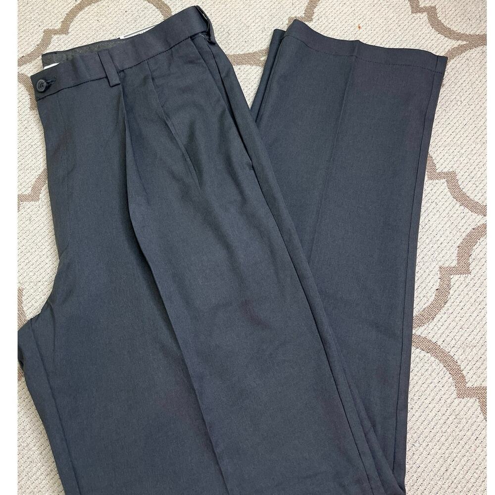 NWT Haggar Cool 18 PRO Heather Pleated Dress Pants Classic Fit Charcoal 36x34